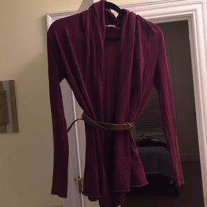 Eggplant purple shawl neck cardigan